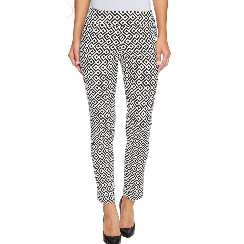Krazy Larry Ankle Pants Women Pull-On Geometric Stretch Resort Golf Travel 6